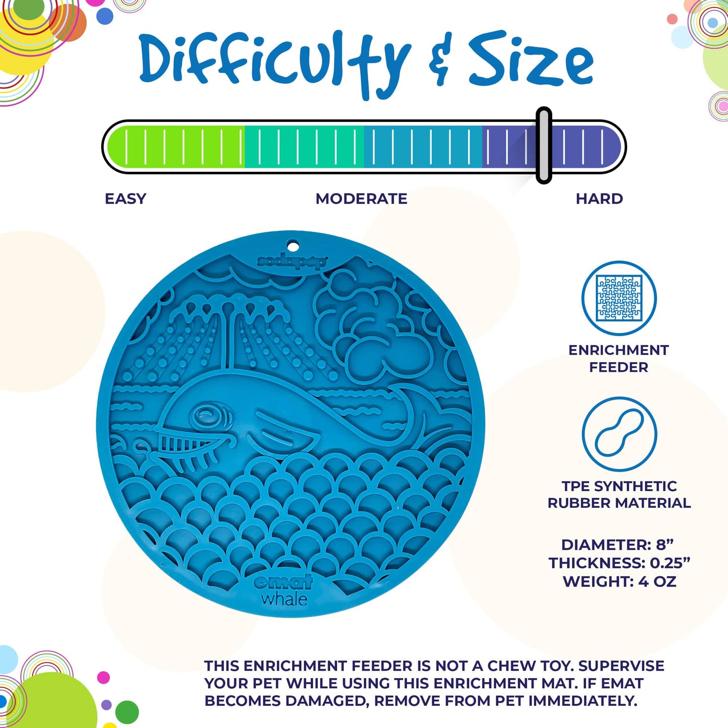 SodaPup - Whale Design eMat Enrichment Lick Mat With Suction Cups - Blue Whale E-Mat