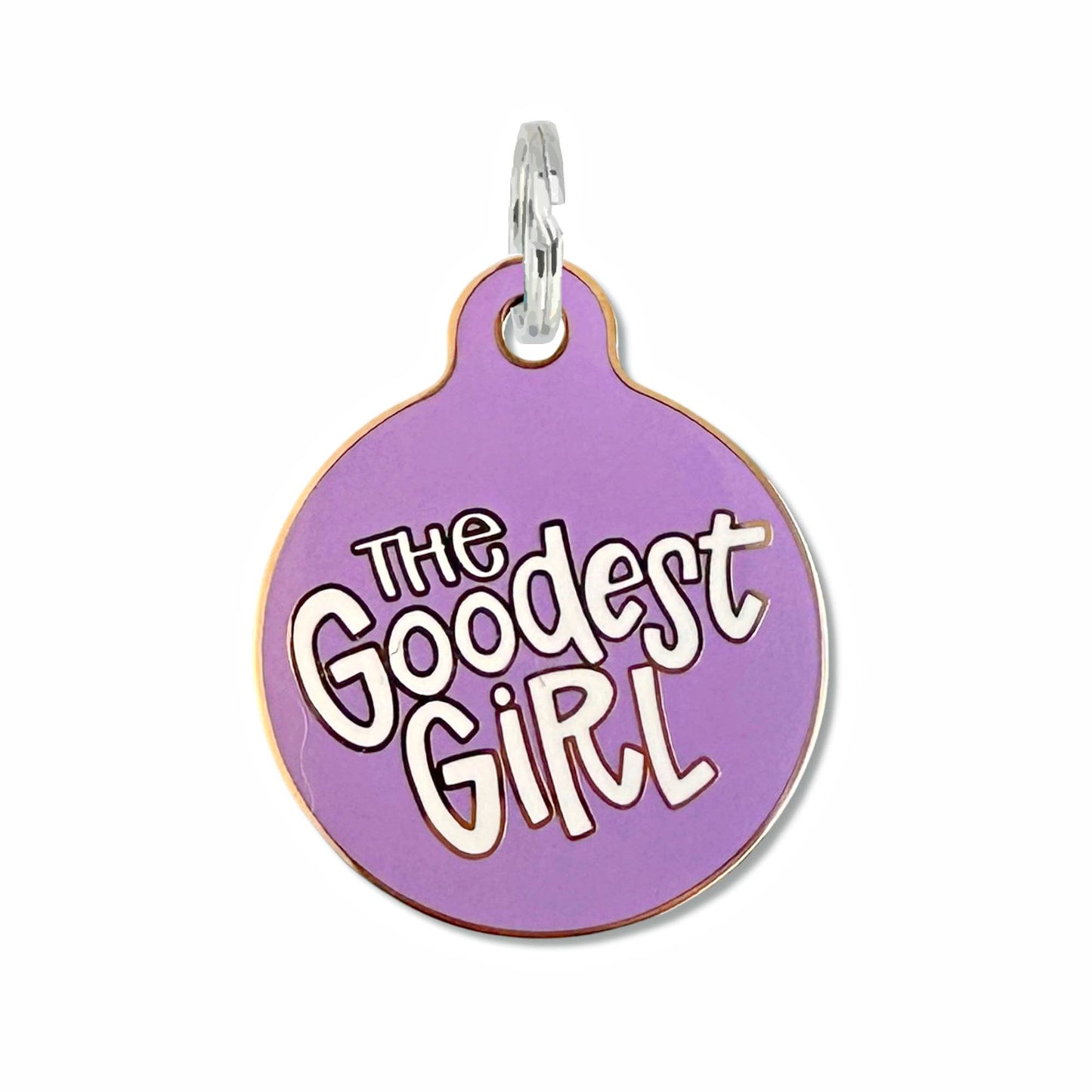 Bad Tags - Dog ID Tag with Personalized QR Code - The Goodest Girl - Pink / Engraved QR Code / Small 1"