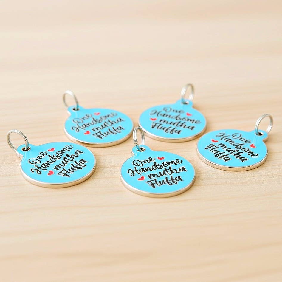 Bad Tags - Enamel Dog ID Tag with Personalized QR Code - Mama's Boy - Engraved QR Code / Small 1"