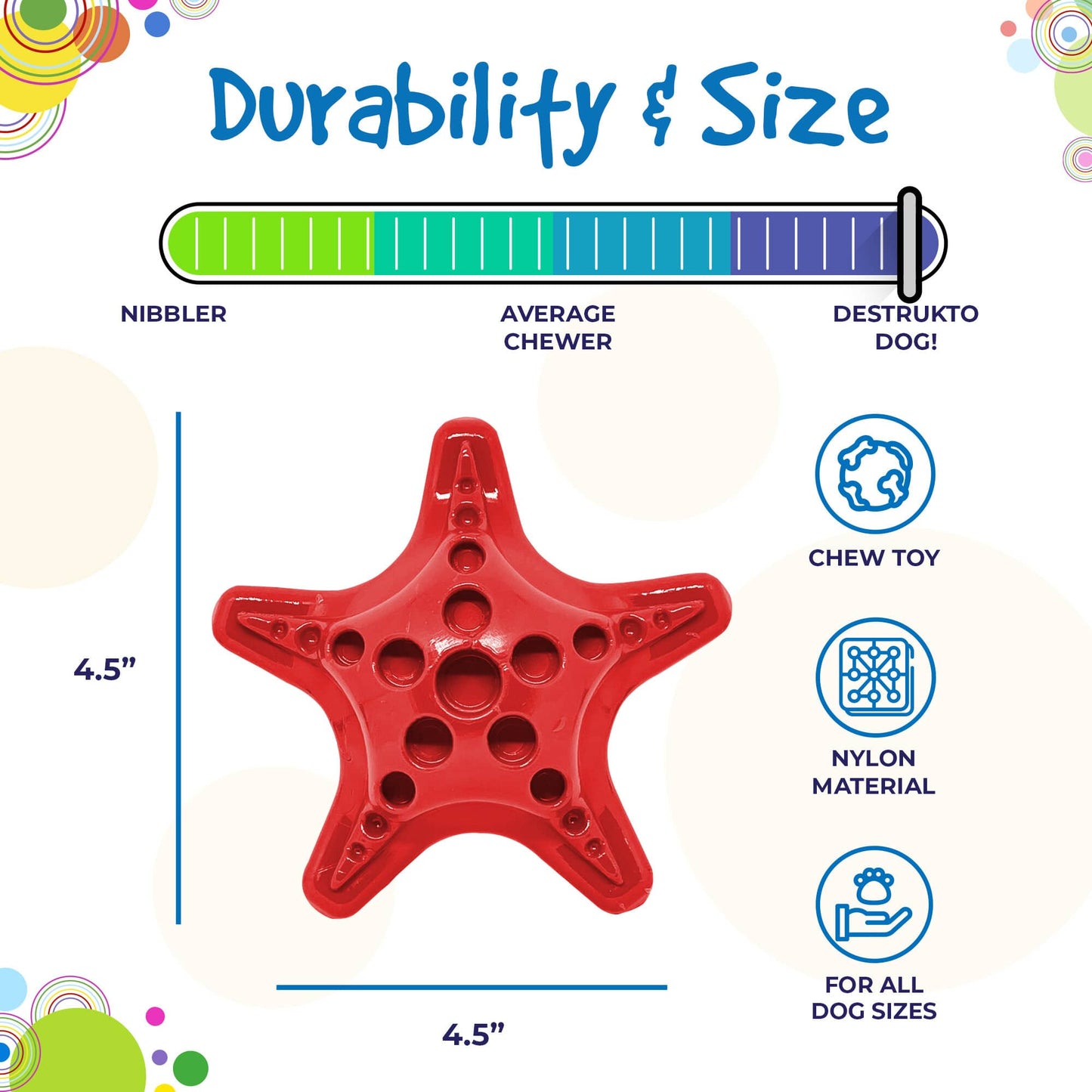 SodaPup - Starfish Ultra Durable Nylon Dog Chew Toy - Red - RED