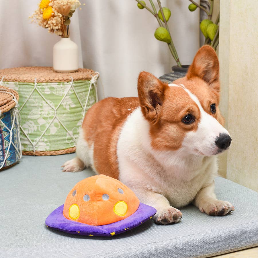 Hugsmart Products Inc - HugSmart Pet - Space Paws | Flip the UFO - Dog Plush Toy