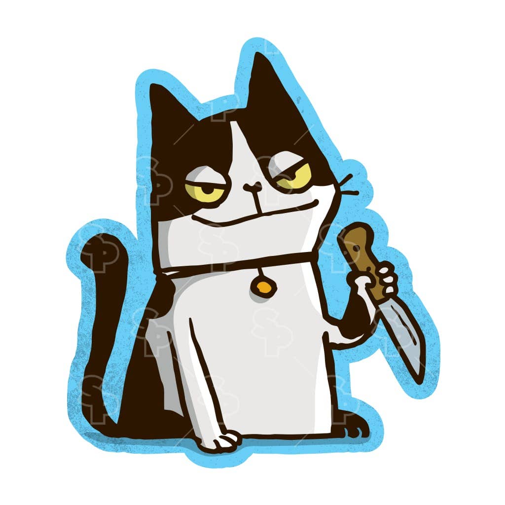 Two Feet Treats - Sneaky Cartoon Cat - Sticker