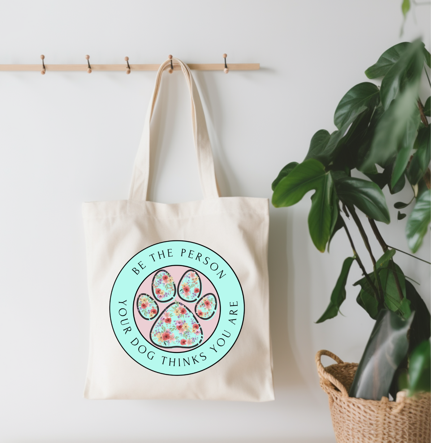 EnchantingSunshine - Be The Person Your Dog Thinks Small Canvas Tote Bag - Doot's Pet LLC Collars For A Cause