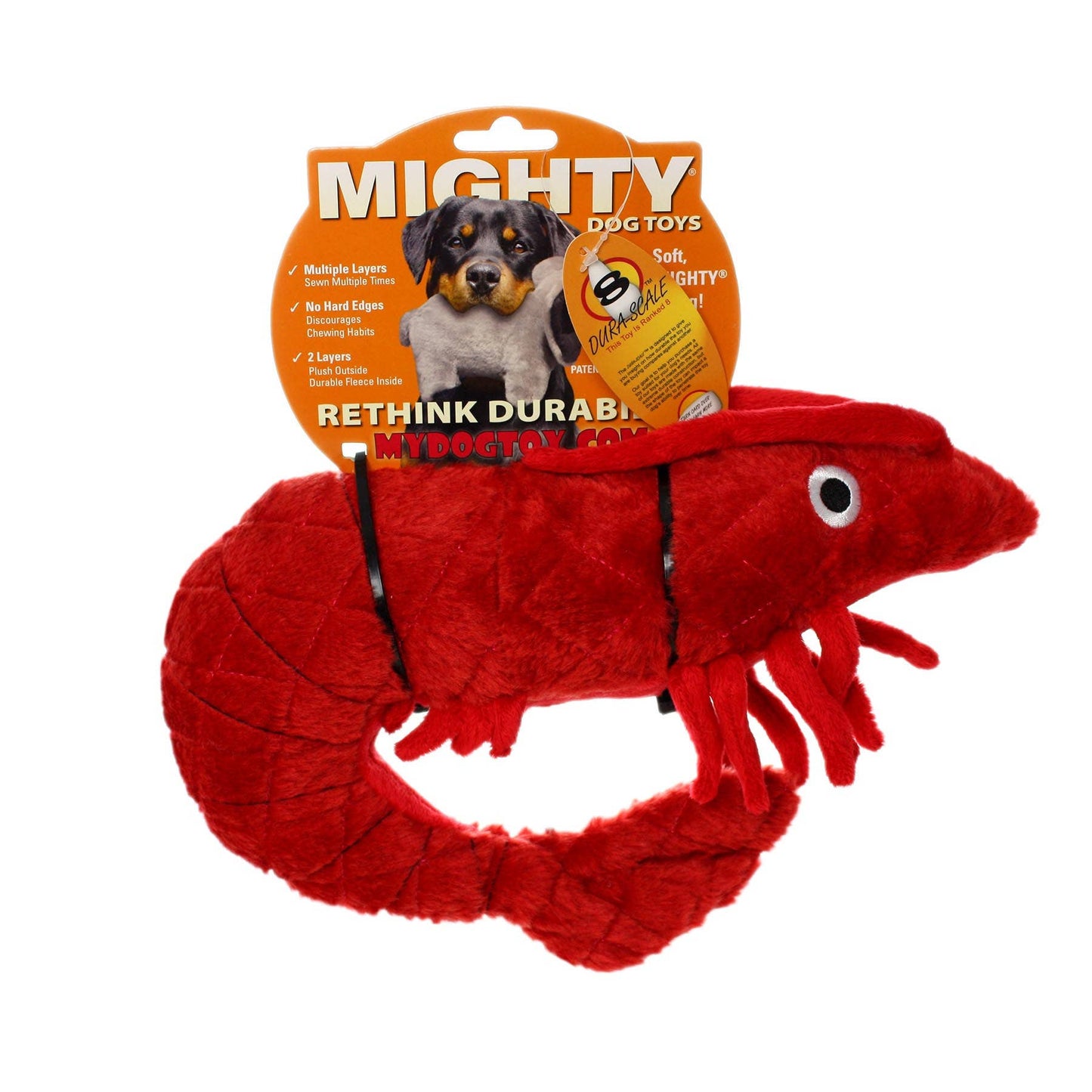 Tuffy Dog Toys - VIP Products - Mighty Ocean Prawn, Plush, Squeaky Dog Toy
