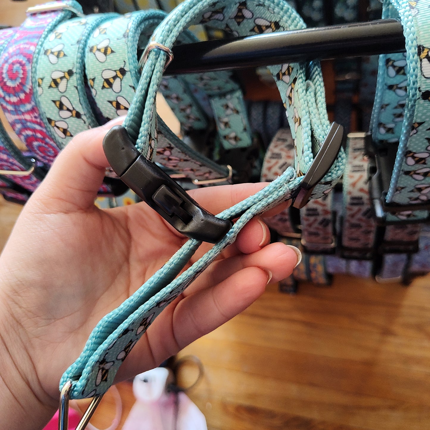 Blue Bees Light Blue Nylon Martingale Dog Collar MD, LG, XL - Doot's Pet LLC Collars For A Cause