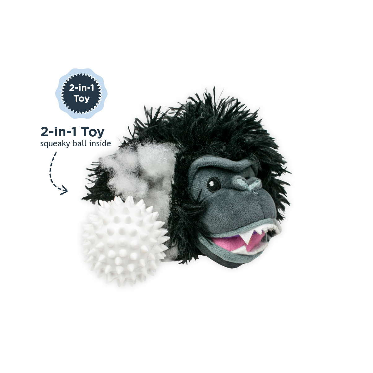 Tall Tails - Gorilla 2-in-1 Fetch Ball Dog Toy