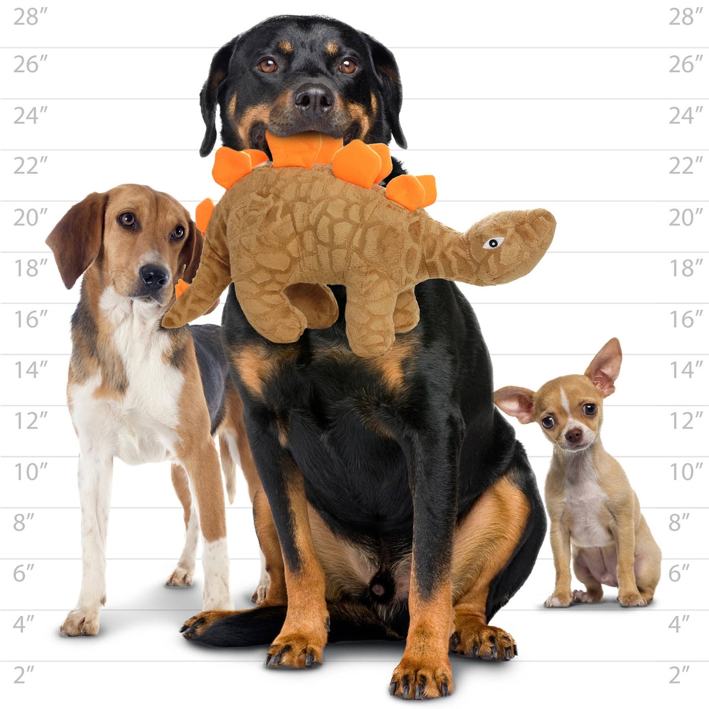 Tuffy Dog Toys - VIP Products - Mighty Dinosaur Stegosaurus, Plush, Squeaky Dog Toy