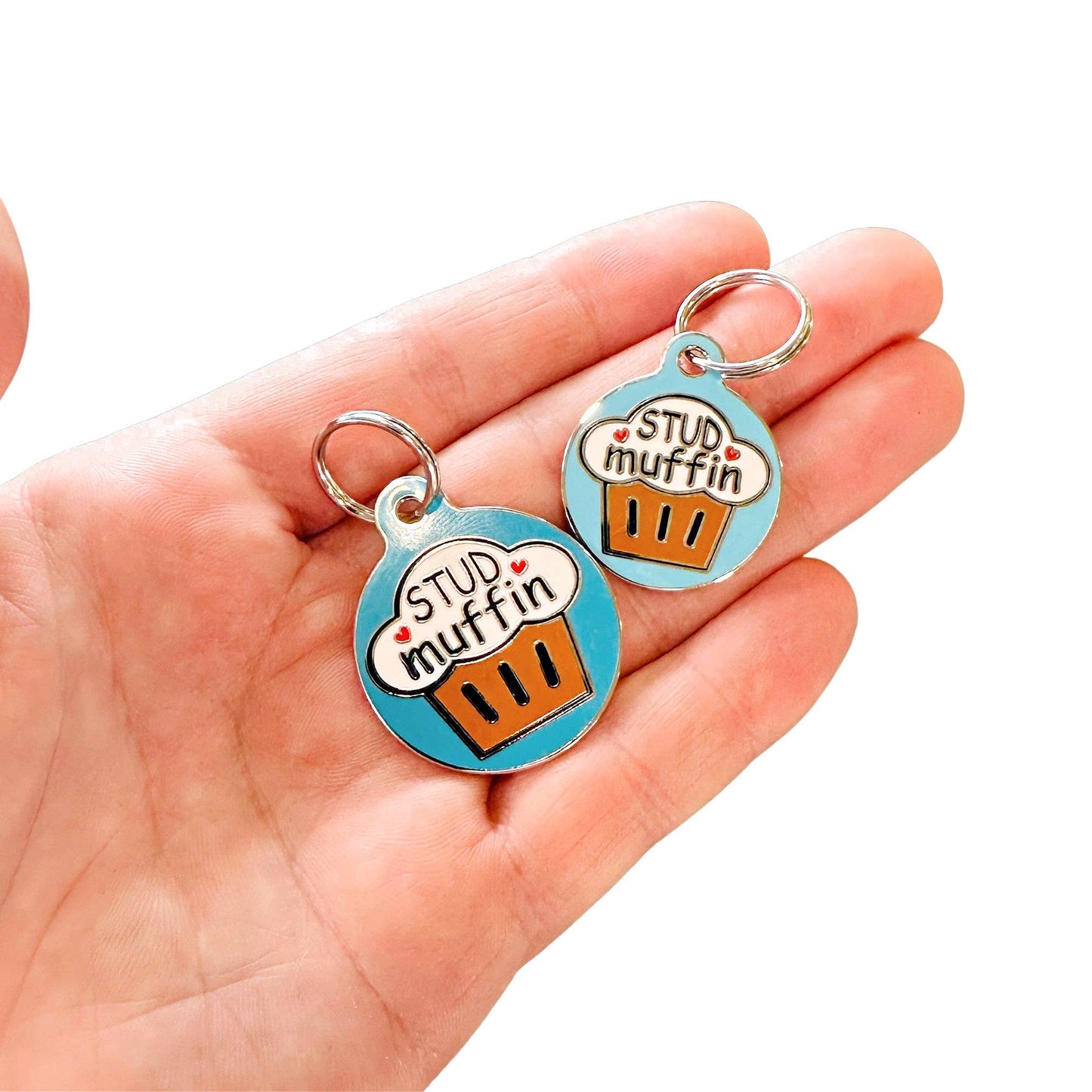 Bad Tags - Dog ID Tag with Personalized QR Code Stud Muffin - Small 1" / Engraved QR Code