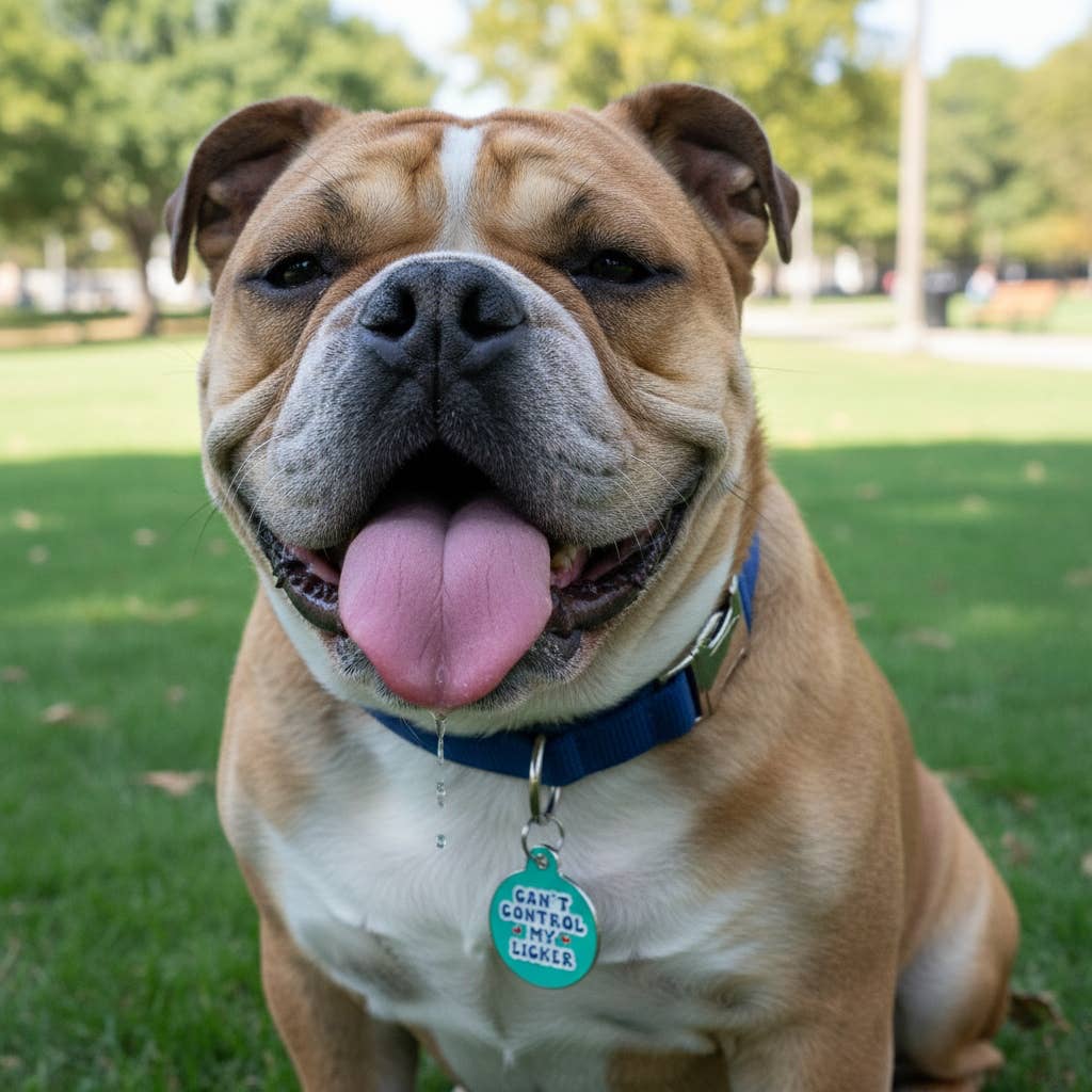 Bad Tags - Dog Tag w/ Personalized QR Code - Can't Control my Licker - Pink / Engraved QR Code / Small 1"