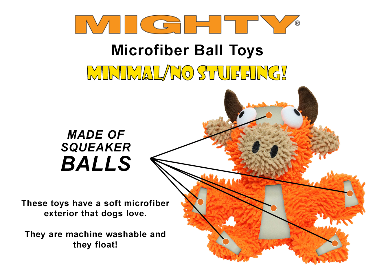 Tuffy Dog Toys - VIP Products - Mighty Microfiber Ball Stegosaurus, Durable, Squeaky Dog Toy