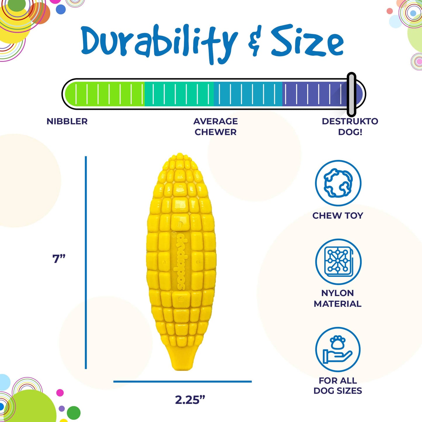 SodaPup - SP Nylon Corn on the Cob Chew Toy - Medium/Large