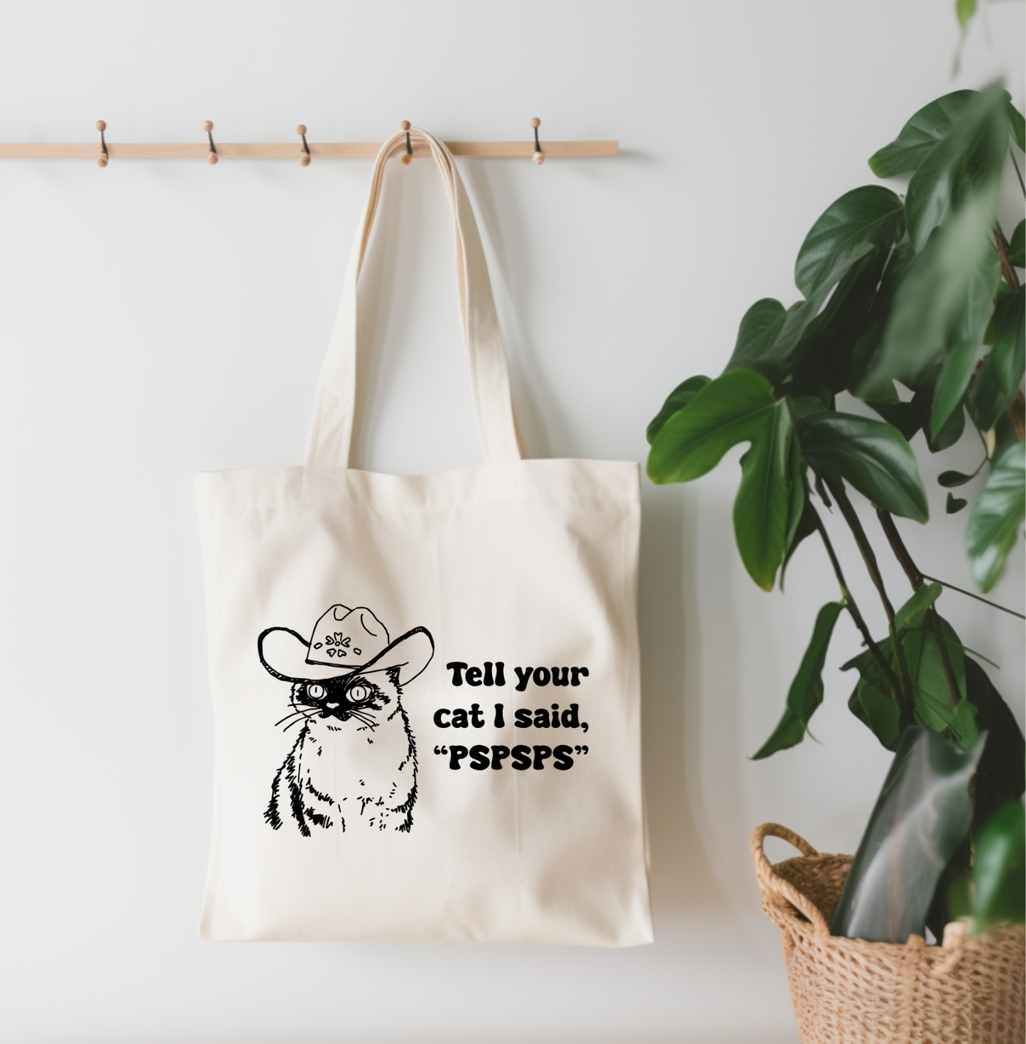 EnchantingSunshine - Tell Your Cat I Said Pspsps Canvas Tote Bag - Doot's Pet LLC Collars For A Cause