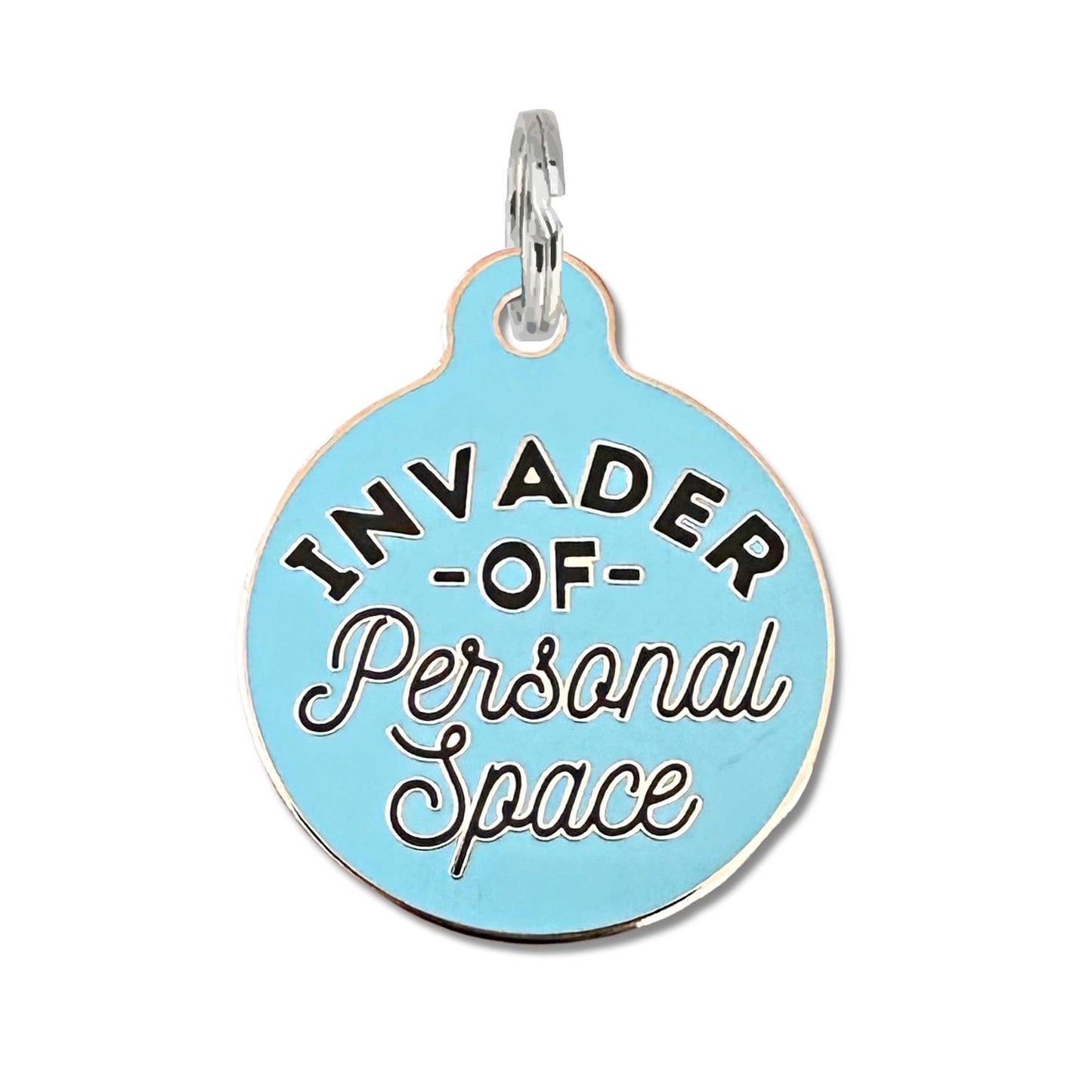 Bad Tags - Dog Tag with Personalized QR Code - Invader Personal Space - Green / Engraved QR Code / Large 1.25"