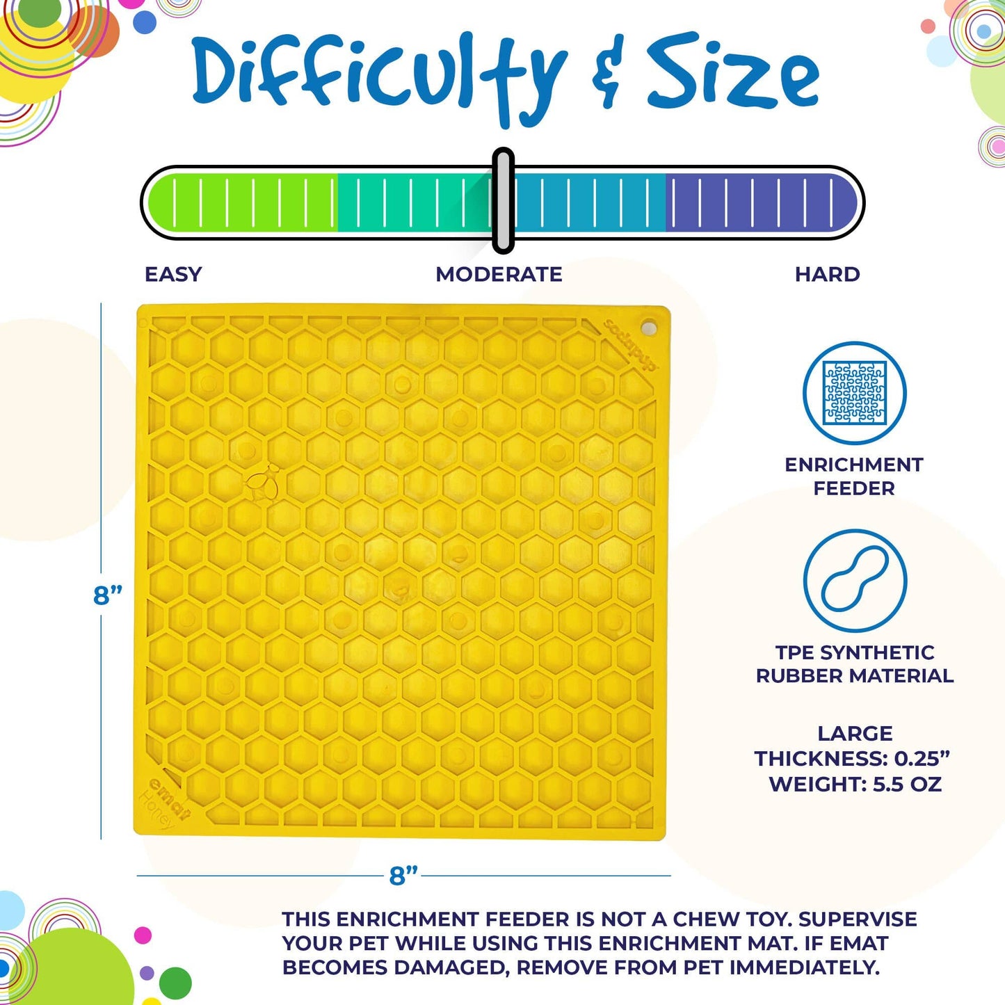 SodaPup - Honeycomb Design Emat Enrichment Licking Mat - Yellow - Larg - Large