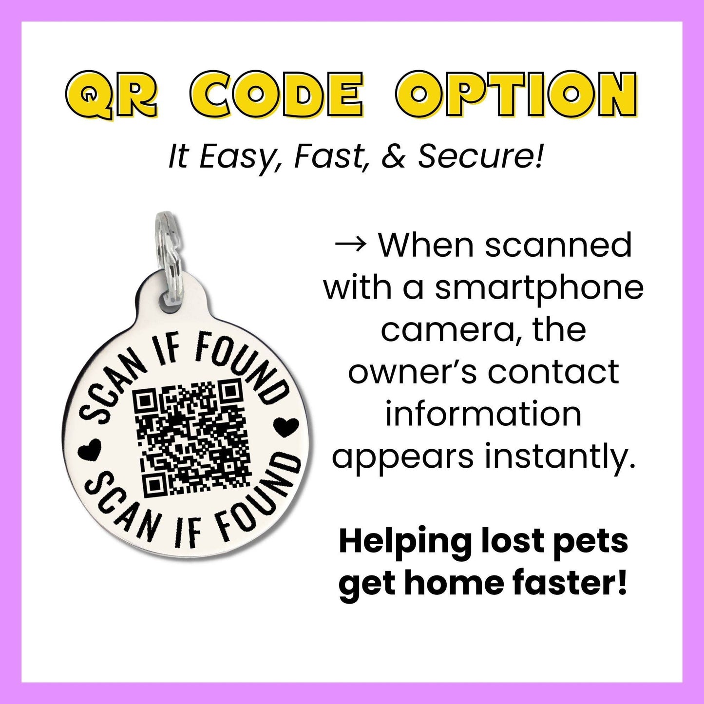Bad Tags -
Pink Glitter Heart Shaped Gold Dog Tag - Pretty Bitch - Engraved QR Code / Large 1.25"