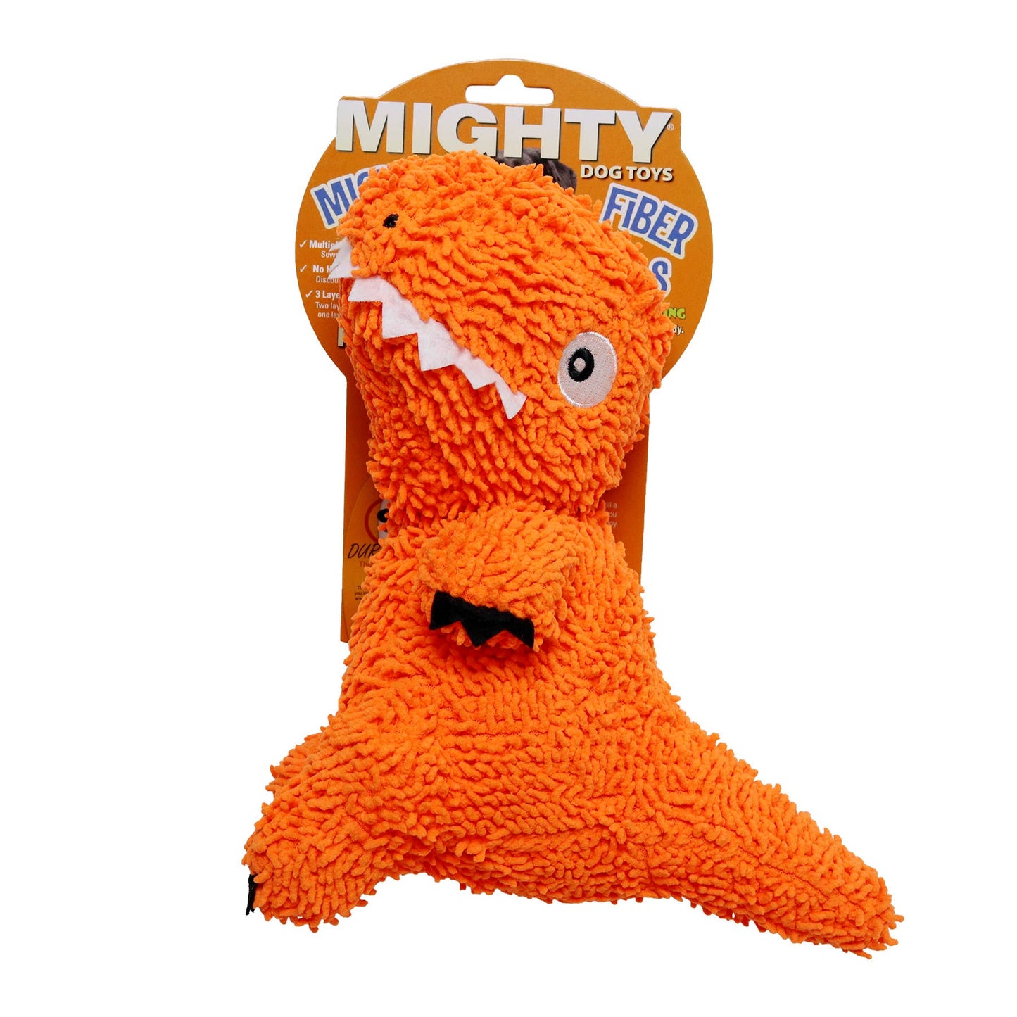 Tuffy Dog Toys - VIP Products - Mighty Microfiber Ball T-Rex, Durable, Squeaky Dog Toy