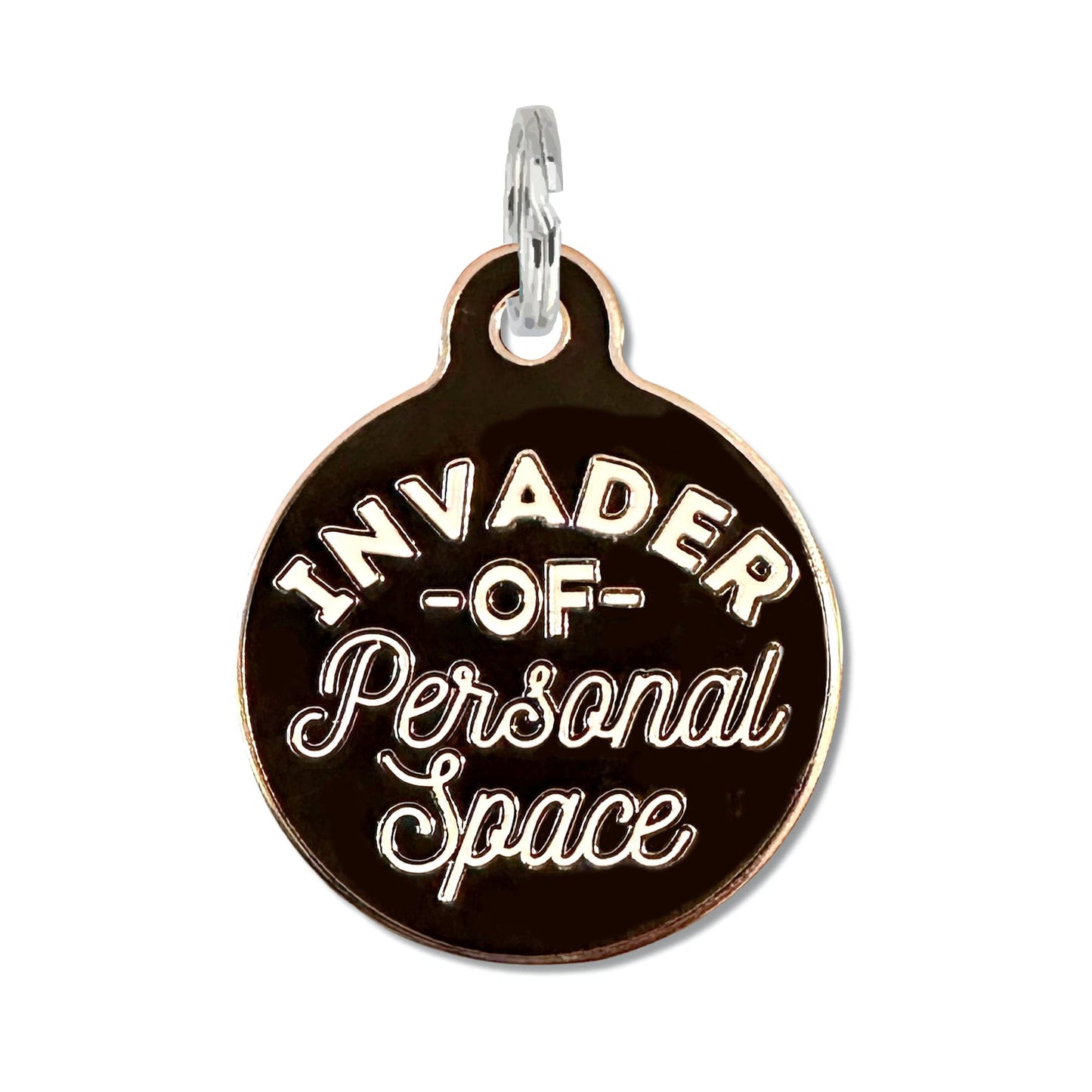 Bad Tags - Dog Tag with Personalized QR Code - Invader Personal Space - Green / Engraved QR Code / Large 1.25"