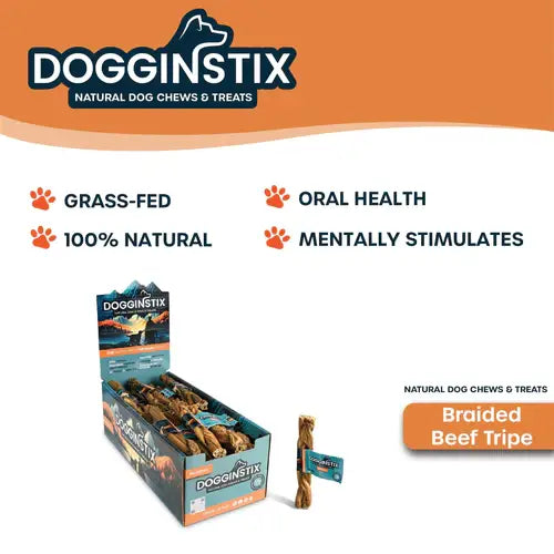 Dogginstix - 6" Braided Beef Tripe Sticks