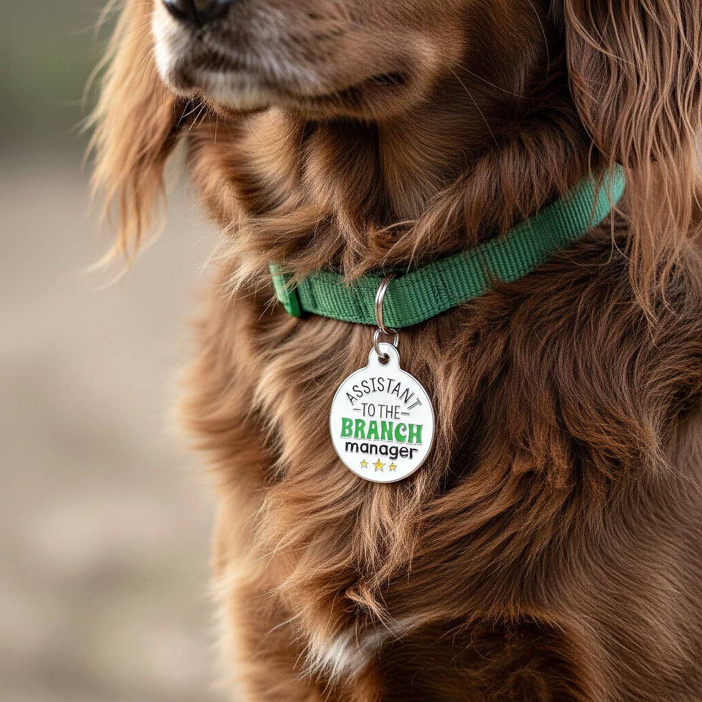 Bad Tags - Camping Dog ID Tag Personalize - Assistant to Branch Manager - Small / Engraved QR Code