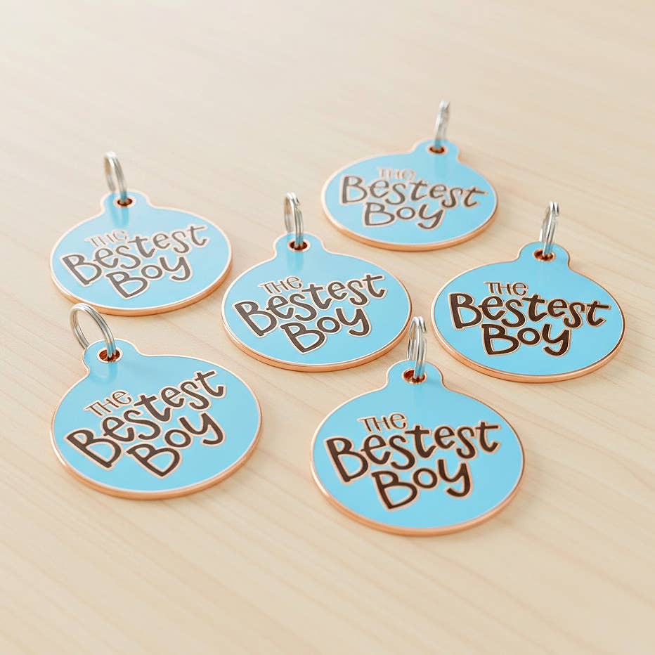 Bad Tags - Personalized Dog ID Tag Scannable QR Code - The Bestest Boy - Engraved QR Code / Large 1.25"