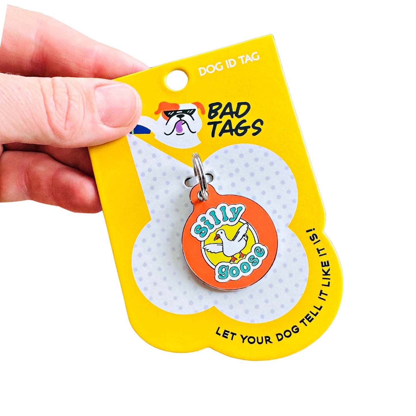Bad Tags - Dog Tag w/ Personalized QR Code - Silly Goose - Engraved QR Code / Large 1.25"