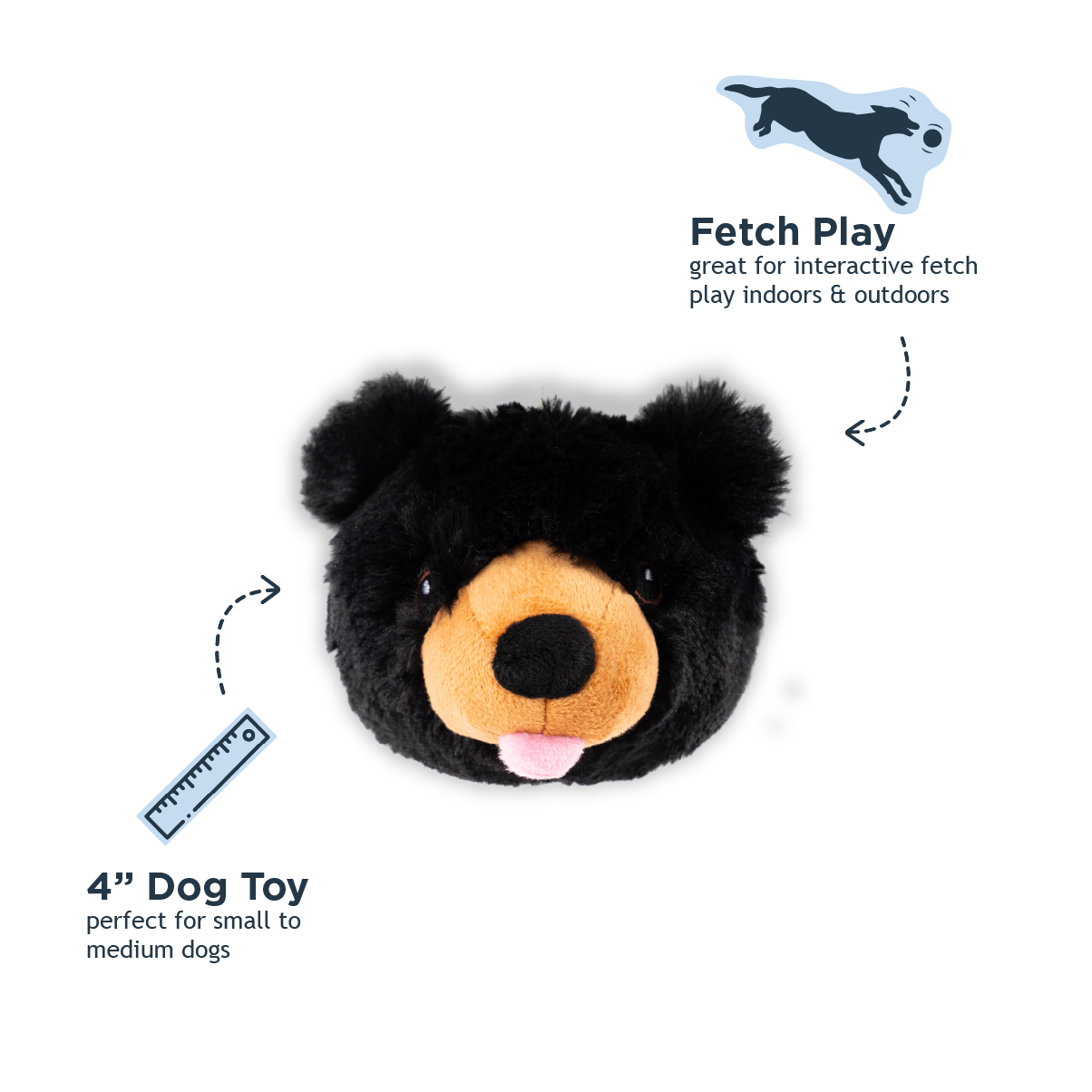Tall Tails - Black Bear 2-in-1 Fetch Ball Dog Toy