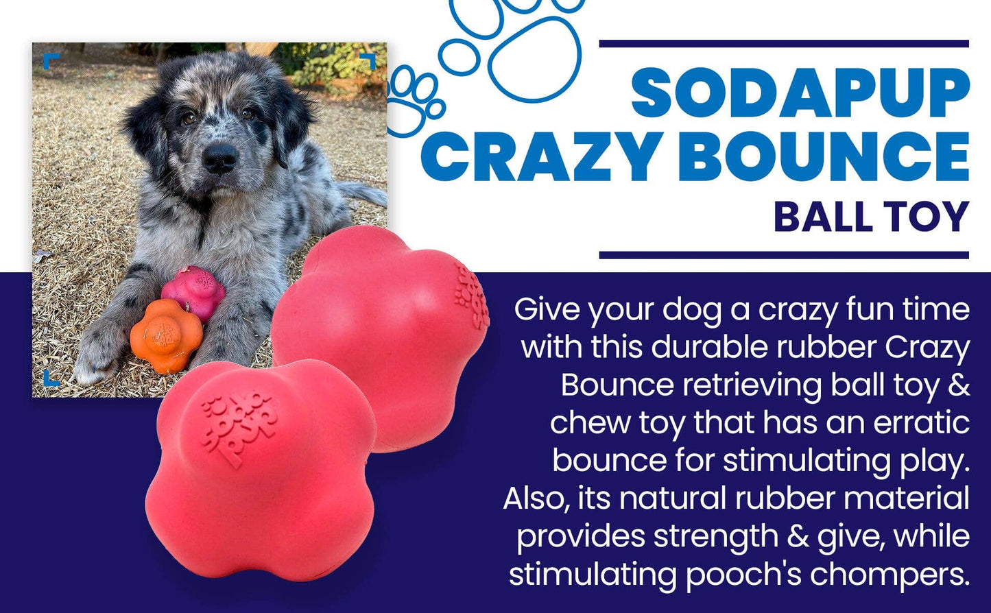 SodaPup - SP Crazy Bounce- Chew Toy - Retrieving Toy - Large Pink - Pink