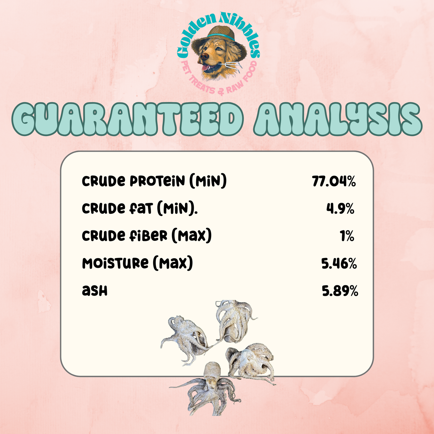 Doot's Chew Bar- Golden Nibbles - Baby Octopus - Single Piece Freeze Dried Treats for Dogs & Cat