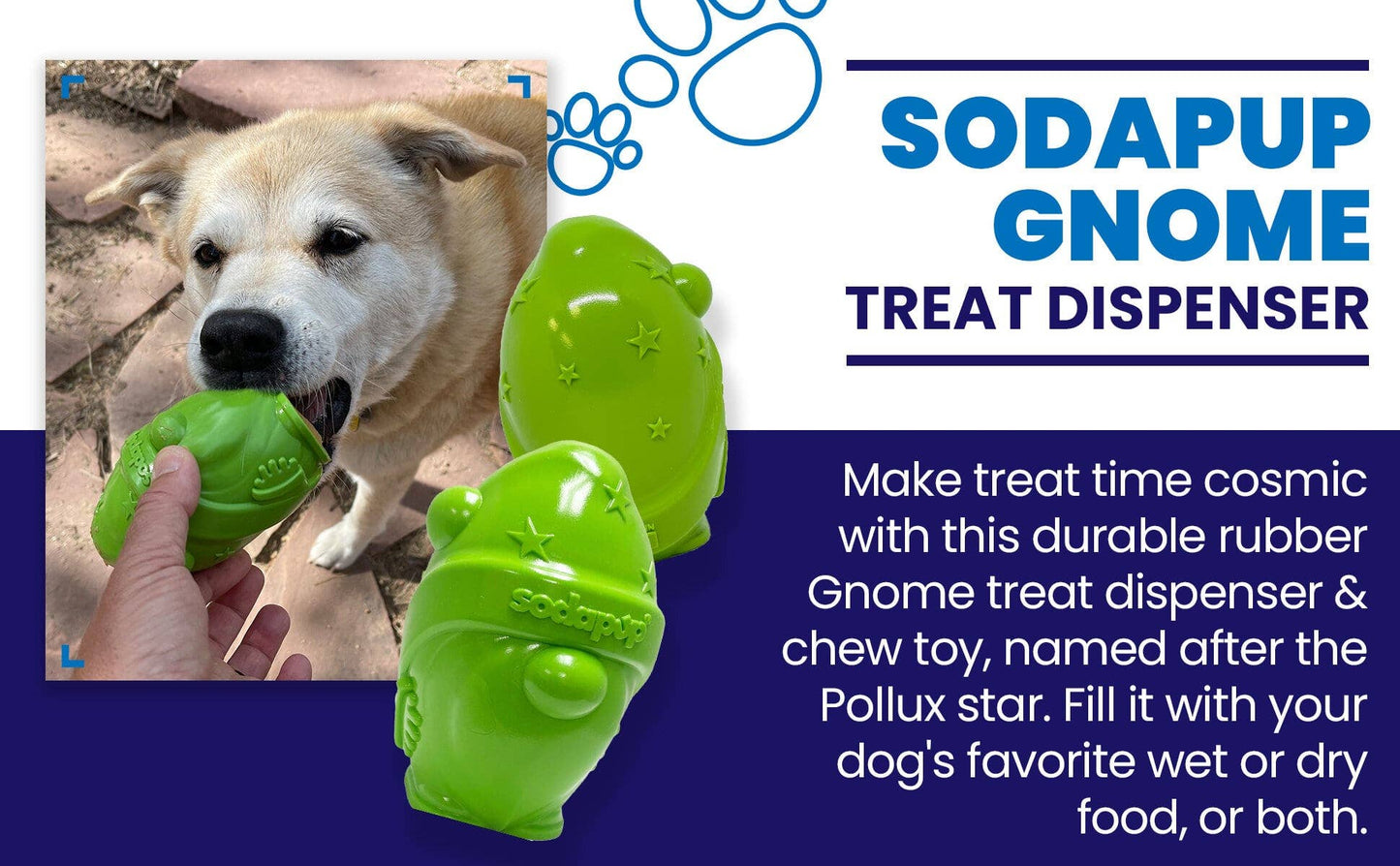SodaPup - Gnome Durable PUP-X Synthetic Rubber Treat Dispenser - Gnome Treat Dispenser