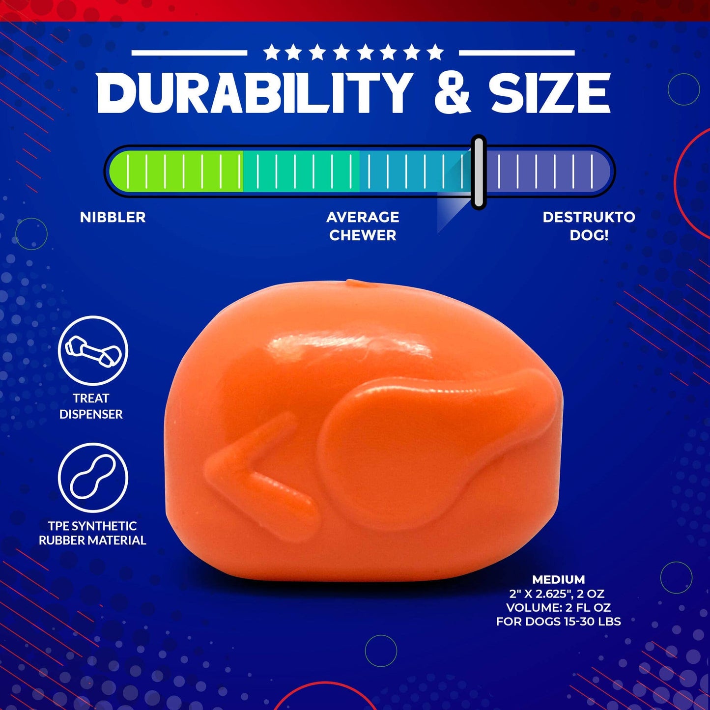 SodaPup - Roasted Turkey - Chew Toy-Treat Dispenser - Medium Orange - Medium