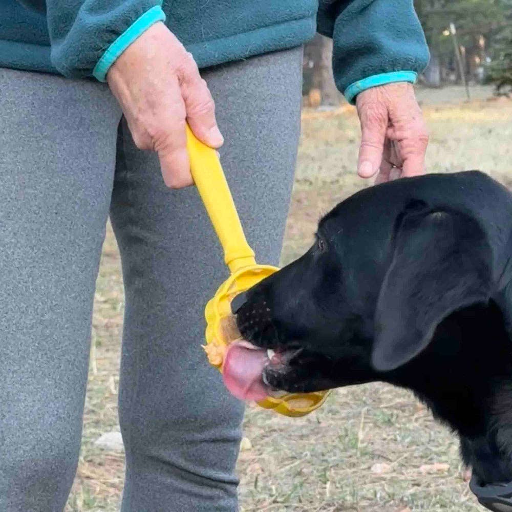 SodaPup Dog Toys - Lick Stick Hand-Held Interactive Enrichment Toys - Beehive Lick Stick - yellow