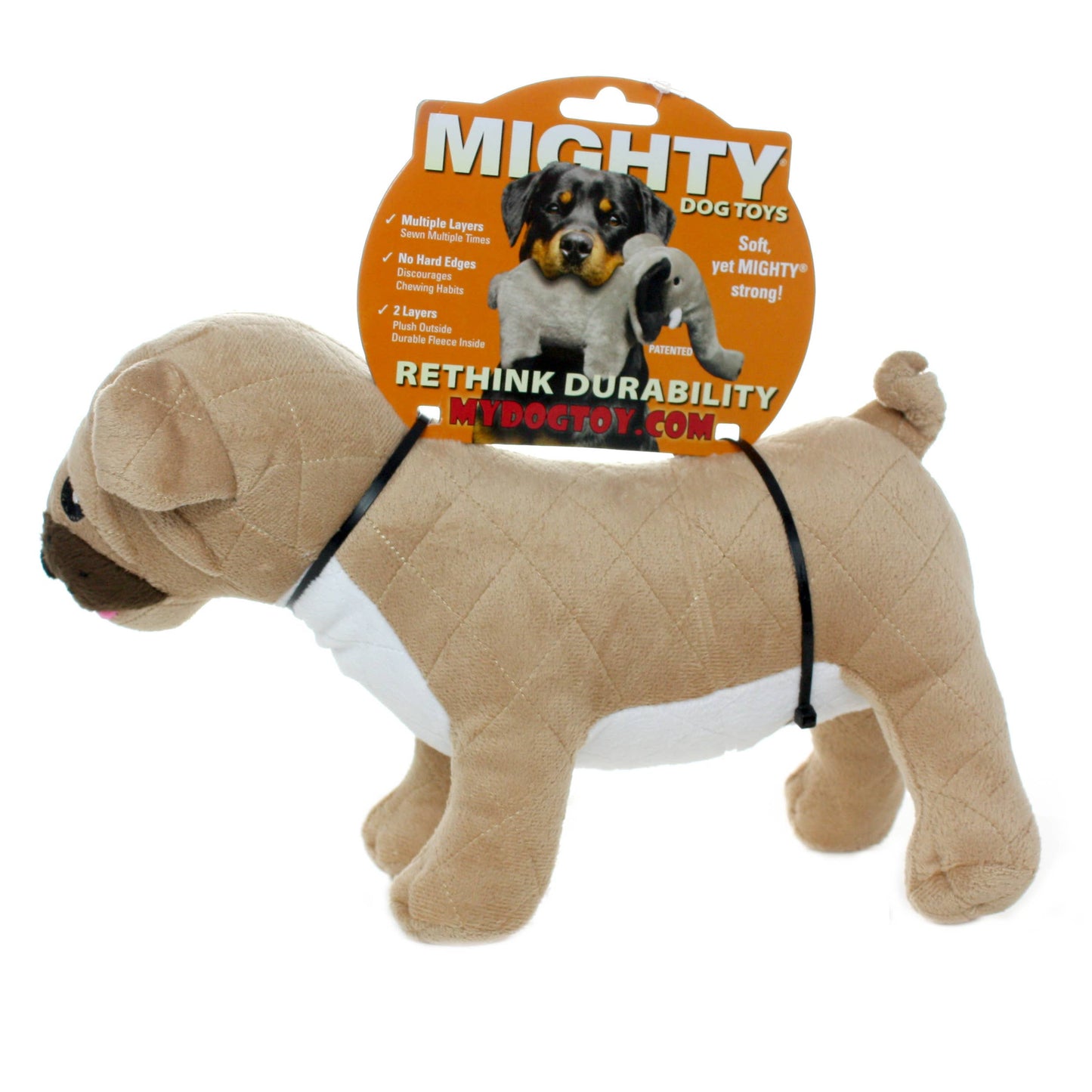 Tuffy Dog Toys - VIP Products - Mighty Farm Pug, Plush, Squeaky Dog Toy