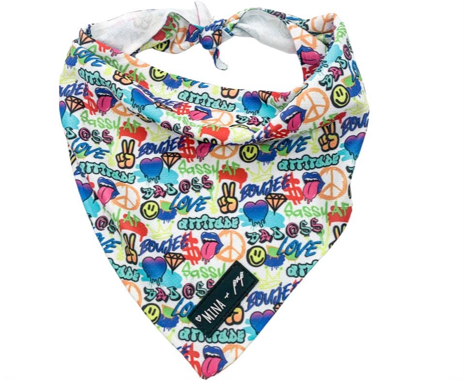 Mina + Pup - Graffiti Edition Tie On Cooling Bandana For Dogs and Cats