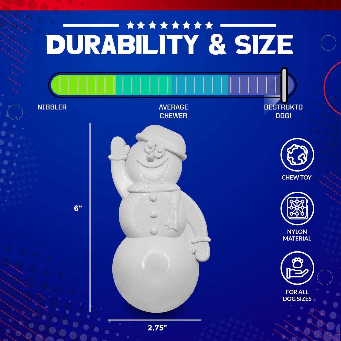 SodaPup - Snowman Ultra Durable Christmas Nylon Dog Chew