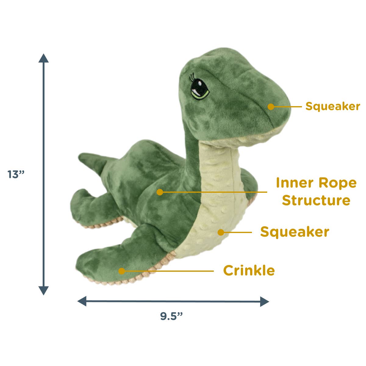 Tall Tails - Plush Nessie with Squeaker Dog Toy - 13"