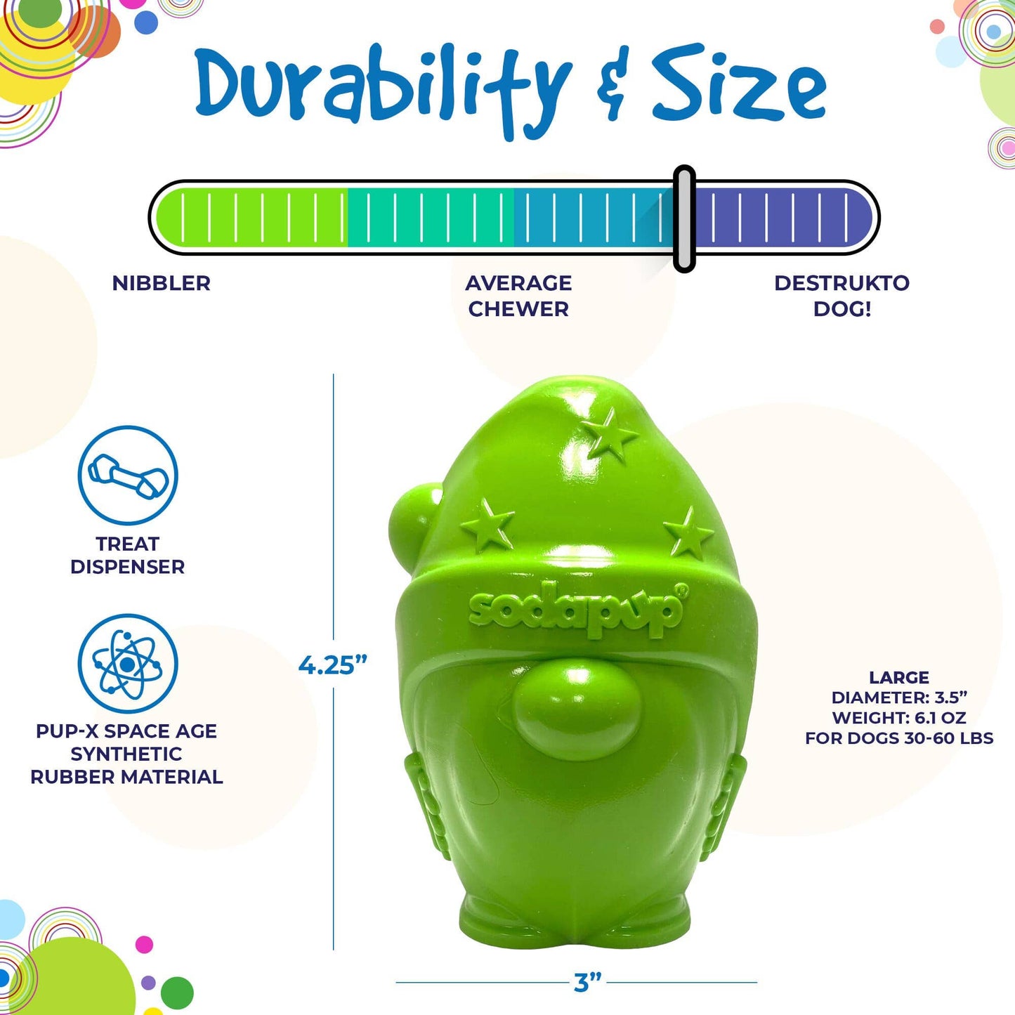SodaPup - Gnome Durable PUP-X Synthetic Rubber Treat Dispenser - Gnome Treat Dispenser