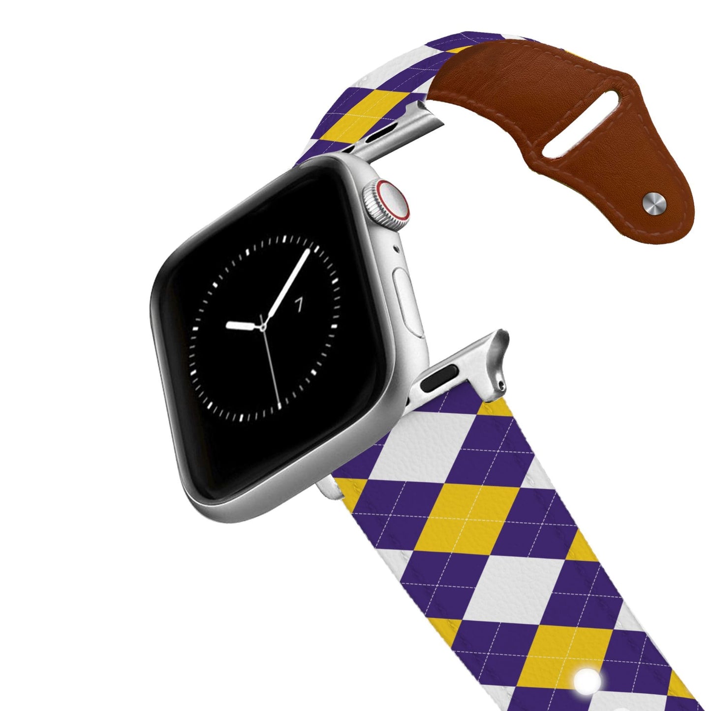Louisiana State Argyle Team Spirit Leather Apple Watch Band
