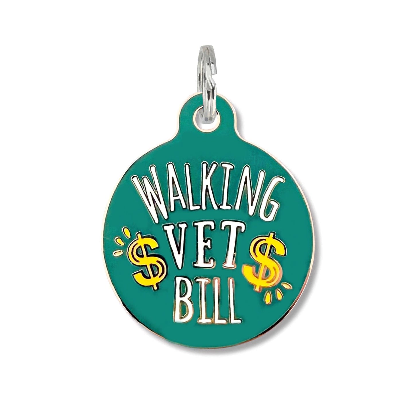 Bad Tags - Funny Dog ID Tag w/ Scannable QR Code - Walking Vet Bill - Red / Engraved QR Code / Small 1"