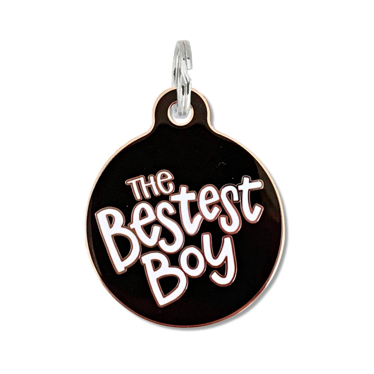 Bad Tags - Dog ID Tag with Personalized QR Code - The Bestest Boy - Black / Engraved QR Code / Small 1"