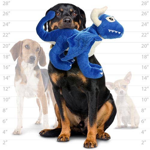 Tuffy Dog Toys - VIP Products - Mighty Dragon - Blue, Plush, Squeaky Dog Toy