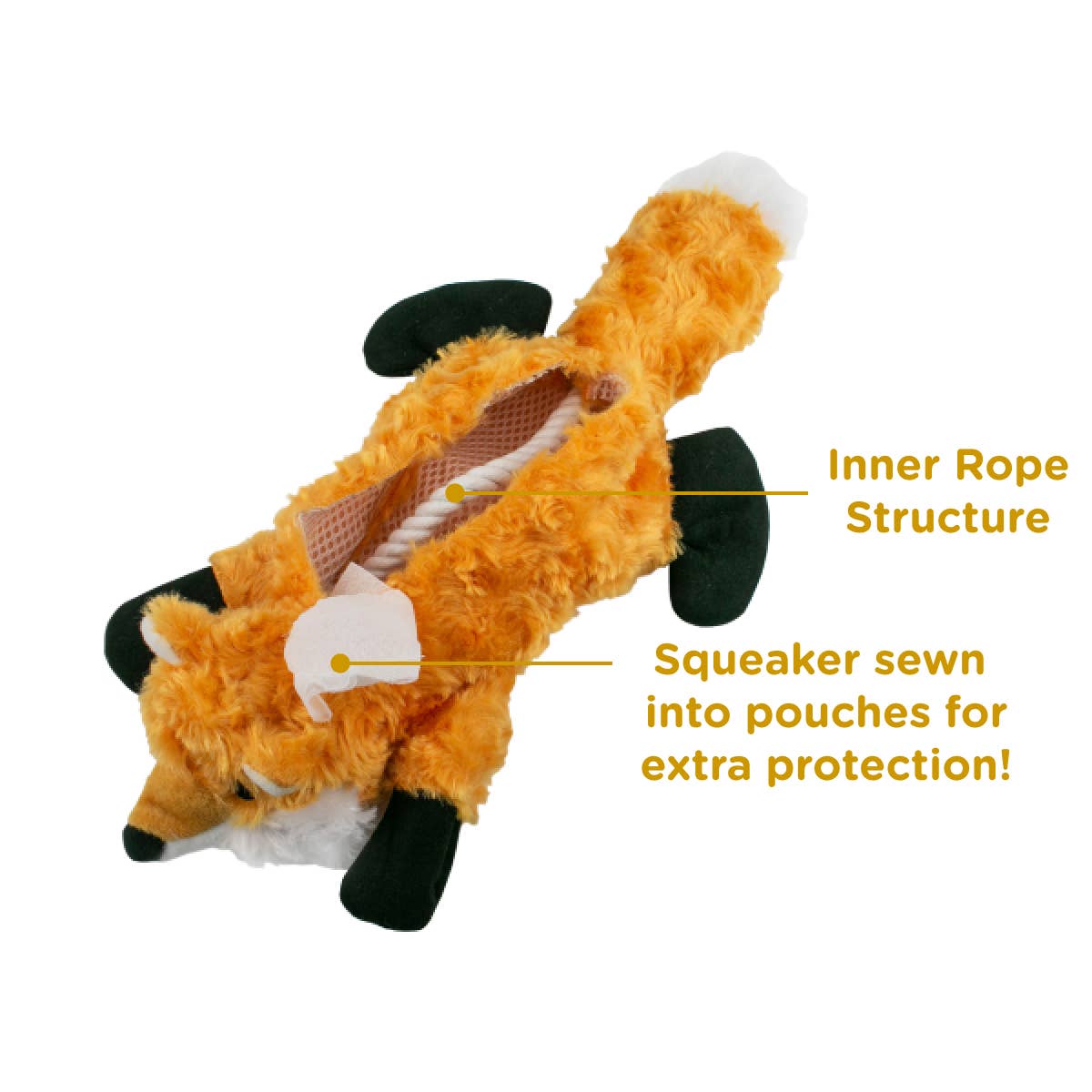 Tall Tails - Stuffless Fox Squeaker Dog Toy