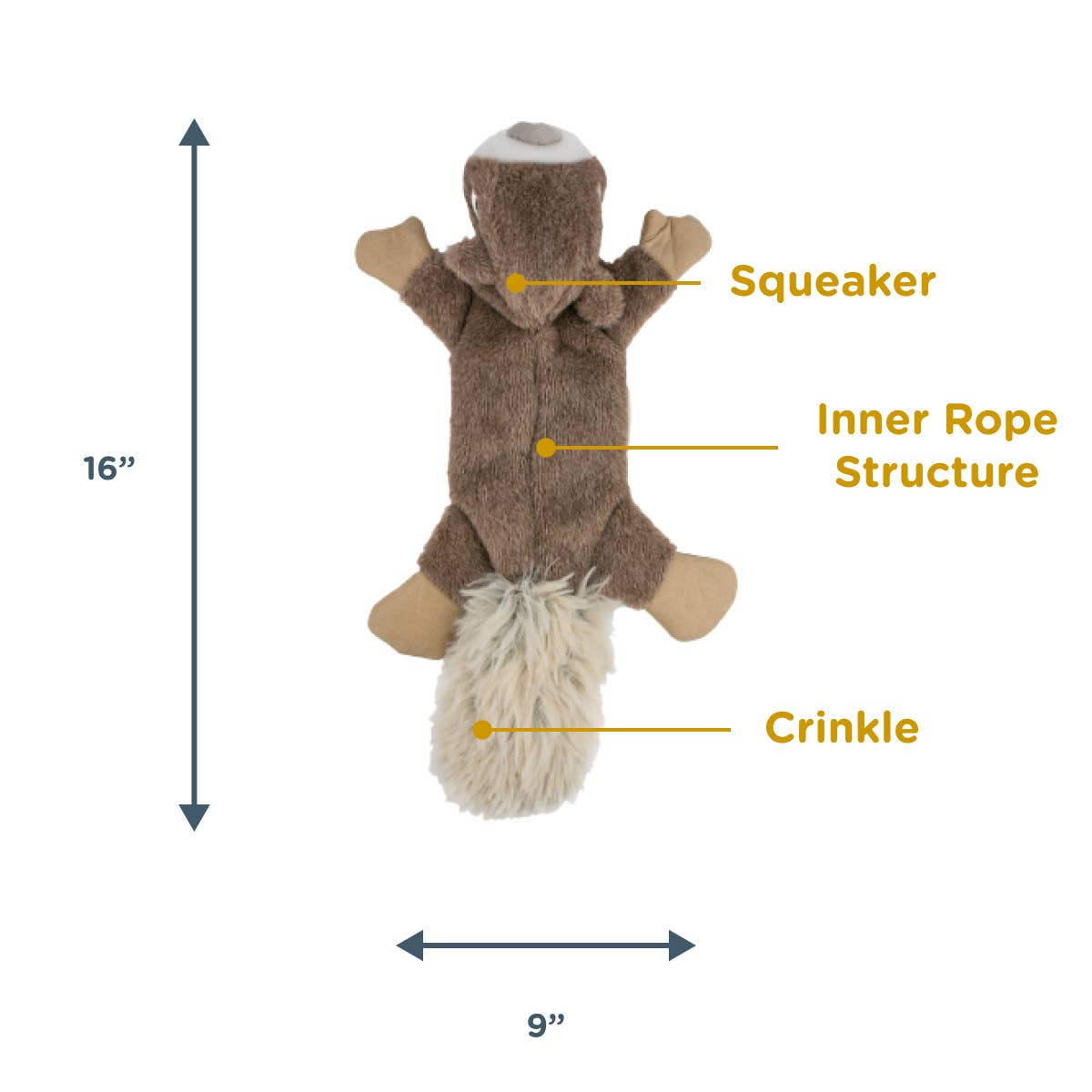 Tall Tails - Stuffless Squirrel Squeaker Dog Toy