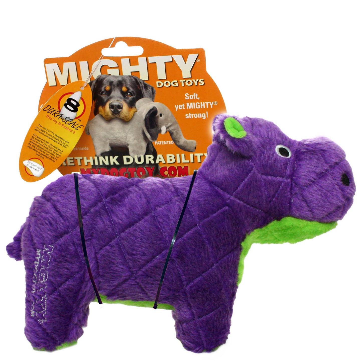 Tuffy Dog Toys - VIP Products - Mighty Safari Hippo - Purple, Plush, Squeaky Dog Toy - Doot's Pet LLC Collars For A Cause