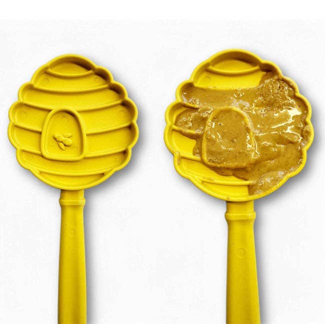 SodaPup Dog Toys - Lick Stick Hand-Held Interactive Enrichment Toys - Beehive Lick Stick - yellow