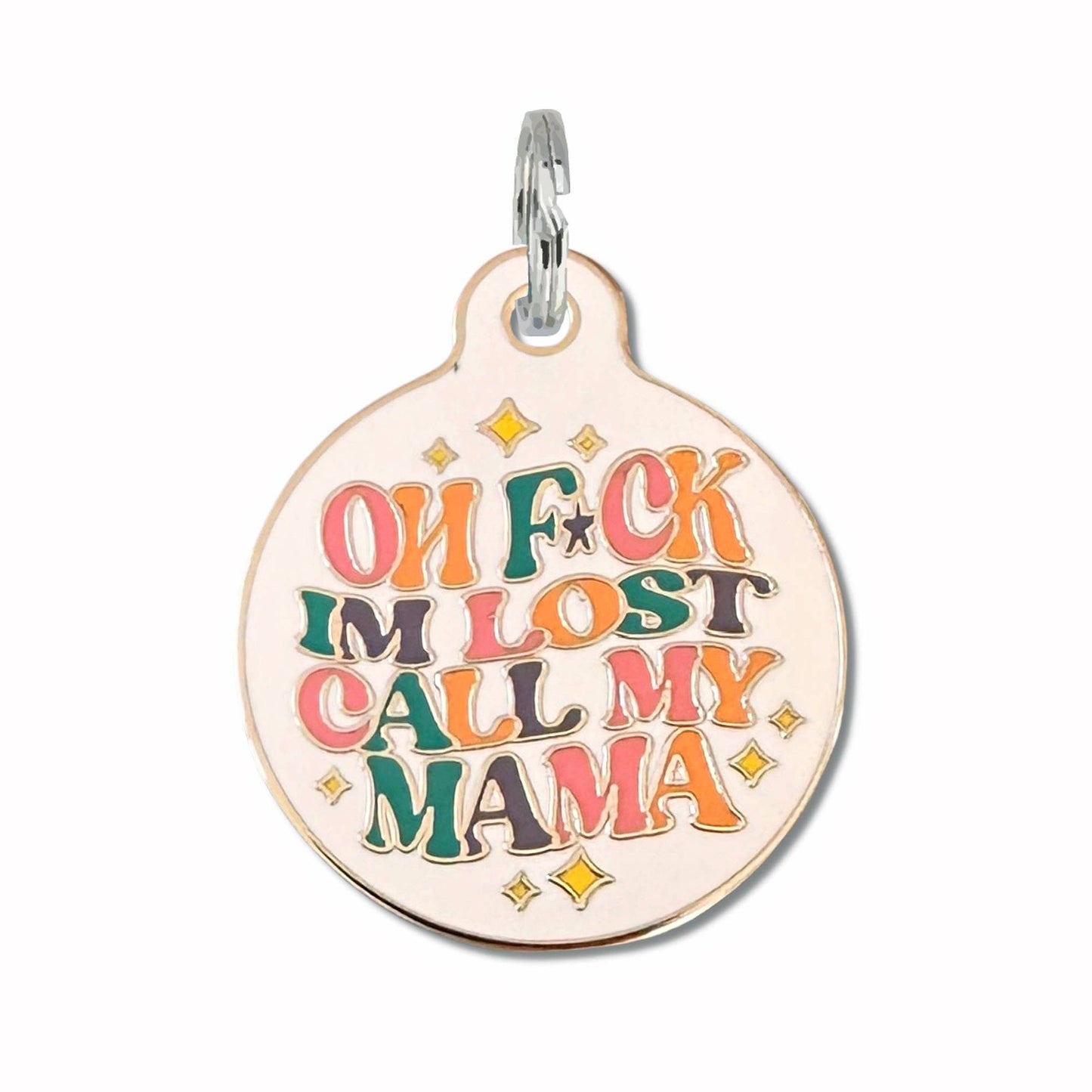Bad Tags - Personalized Pet ID Dog Collar Tag - F*ck I'm Lost Call Mama - Small / Engraved QR Code
