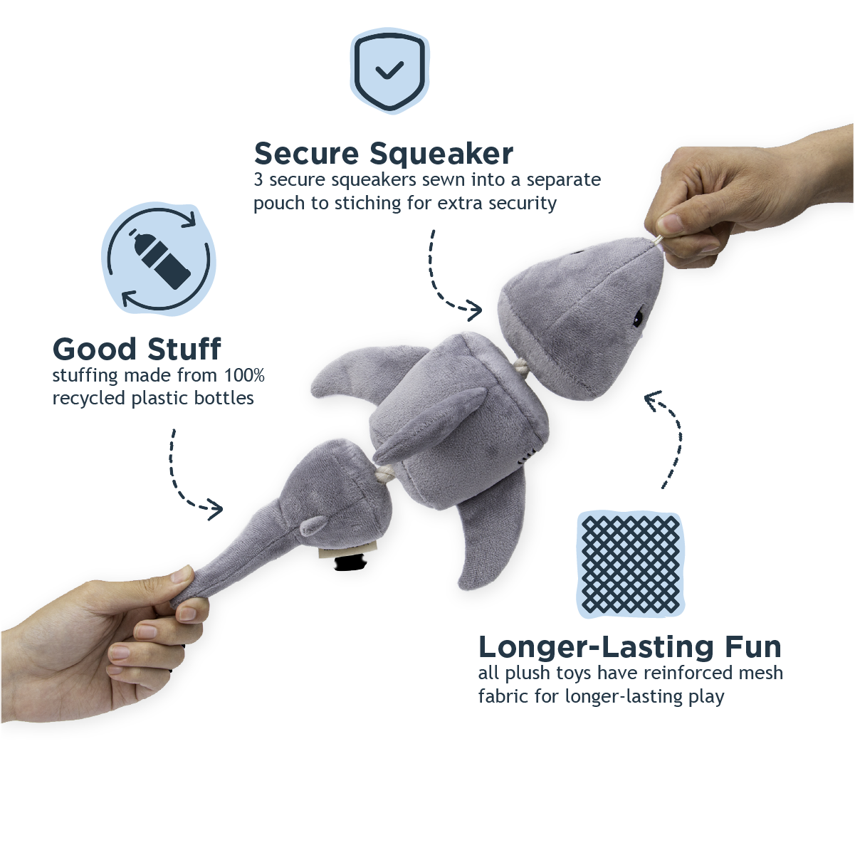 Tall Tails - Tall Tails Shark Jointed Shake Play Dog Toy