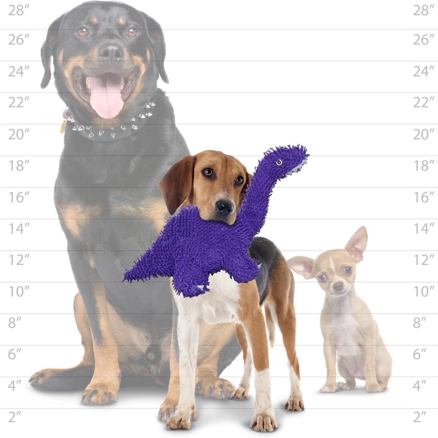 Tuffy Dog Toys - VIP Products - Mighty Microfiber Ball Brachiosaurus, Squeaky Dog Toy