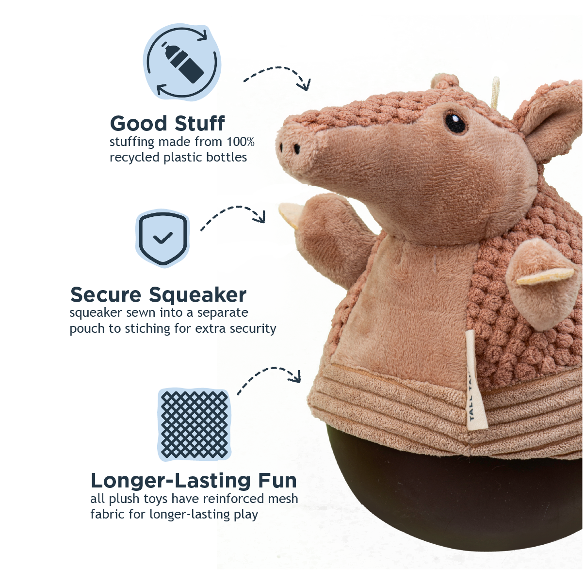 Tall Tails - Armadillo Roly Poly Dog Toy