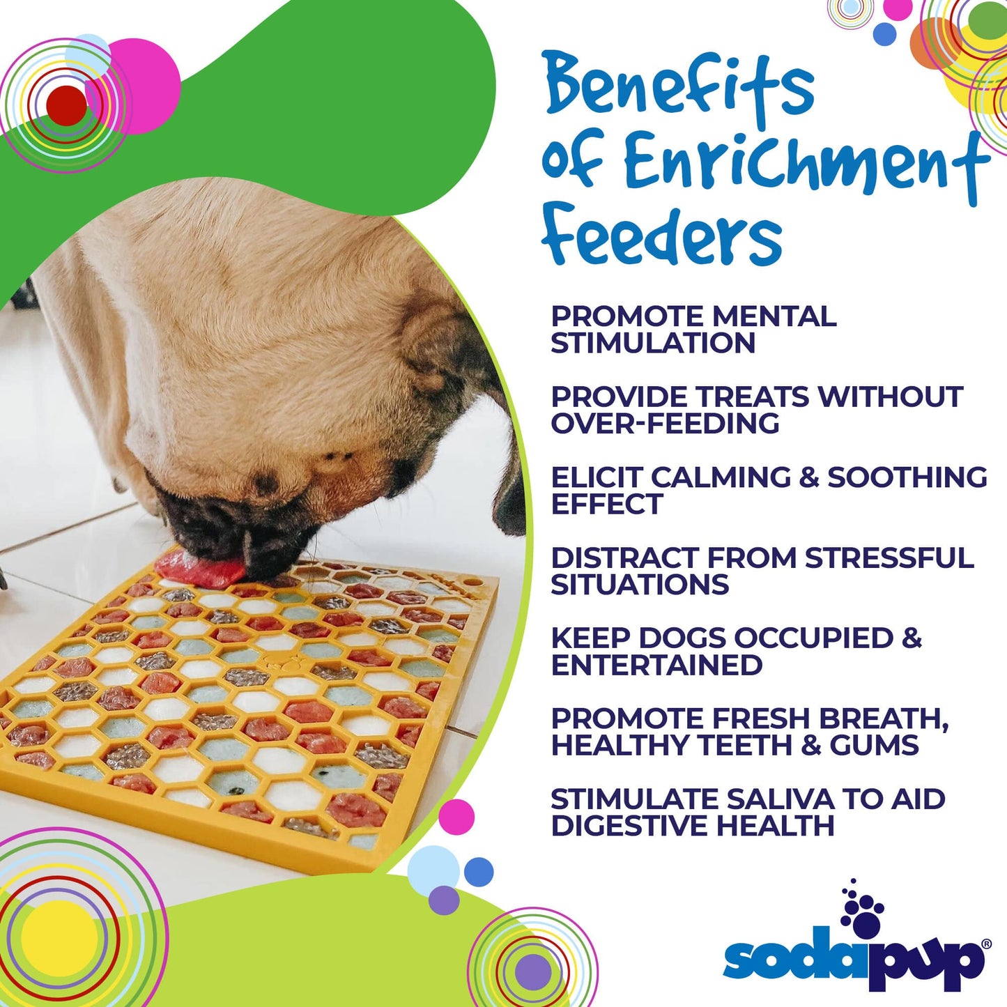 SodaPup - Honeycomb Design Emat Enrichment Licking Mat - Yellow - Larg - Large