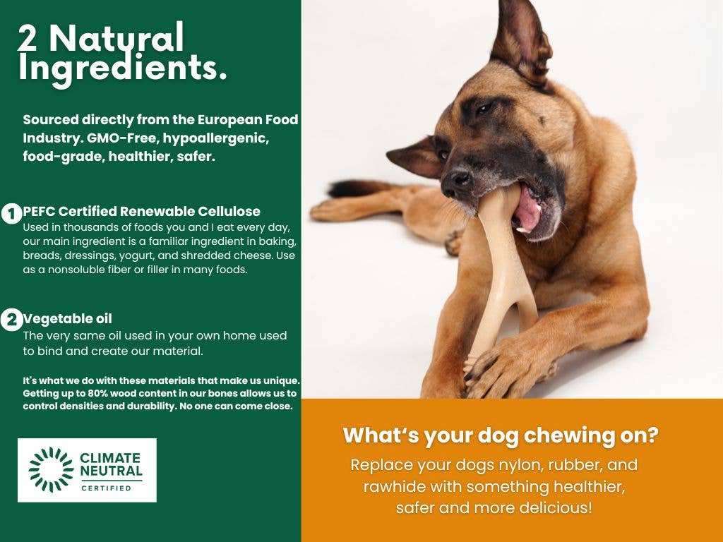 BetterBone Natural Dog Chews - BetterBone HARD -Durable, All-Natural, No Nylon, Sustainable - Beef / Small (dogs under 25 lbs)